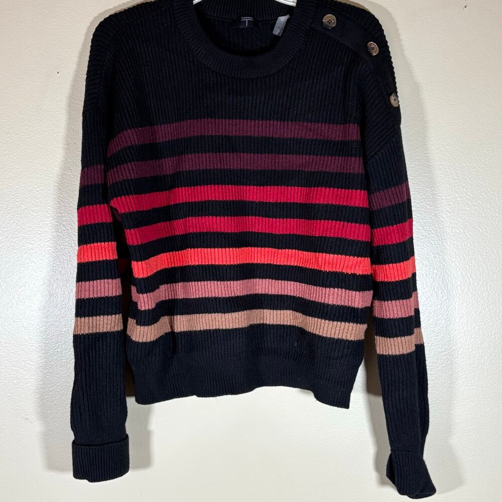 Tahari Black Ombré Striped Sweater Woman’s Size Large